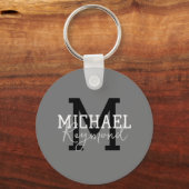 grau Mit Monogramm Schlüsselanhänger (Rückseite)