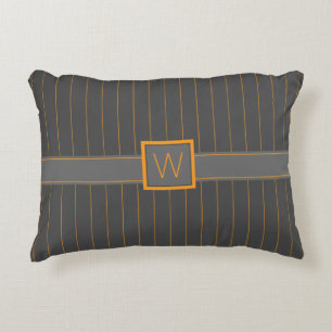 Grau mit Orange Pinstripes Accent Pillow Dekokissen