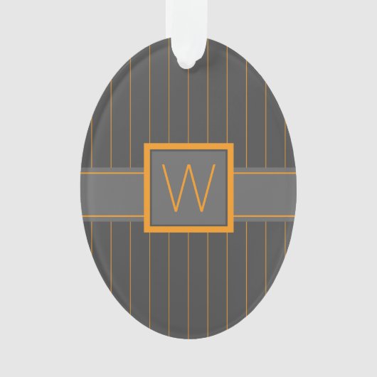 Grau mit Orange Pinstripes Acryl Ornament (Vorderseite)