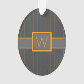Grau mit Orange Pinstripes Acryl Ornament (Rückseite)