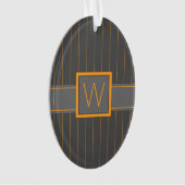 Grau mit Orange Pinstripes Acryl Ornament (Vorderseite)