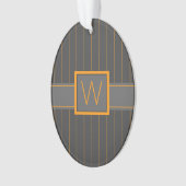 Grau mit Orange Pinstripes Acryl Ornament (Vorderseite)