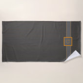 Grau mit Orange Pinstripes Beach Handtuch (Vorderseite)
