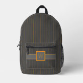 Grau mit Orange Pinstripes Bedruckter Rucksack (Vorderseite)