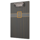 Grau mit Orange Pinstripes Clipboard Klemmbrett (Links)