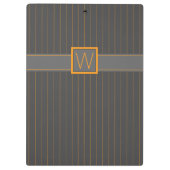 Grau mit Orange Pinstripes Clipboard Klemmbrett (Rückseite)