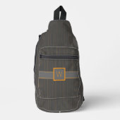 Grau mit Orange Pinstripes Crossbody Bag (Vorderseite)