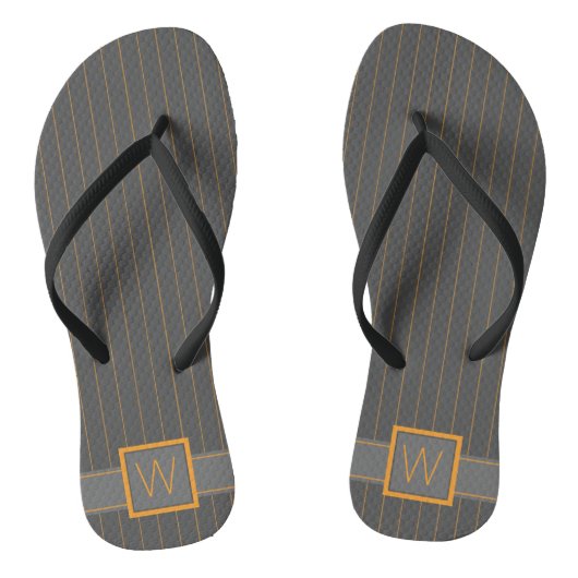 Grau mit Orange Pinstripes Flip Flops Badesandalen (Fußbett)