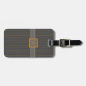 Grau mit Orange Pinstripes Gepäckanhänger (Vorderseite horizontal)