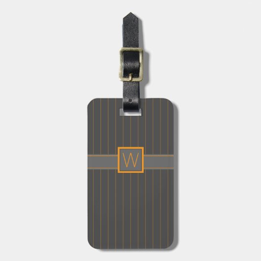 Grau mit Orange Pinstripes Gepäckanhänger (Vorderseite vertikal)