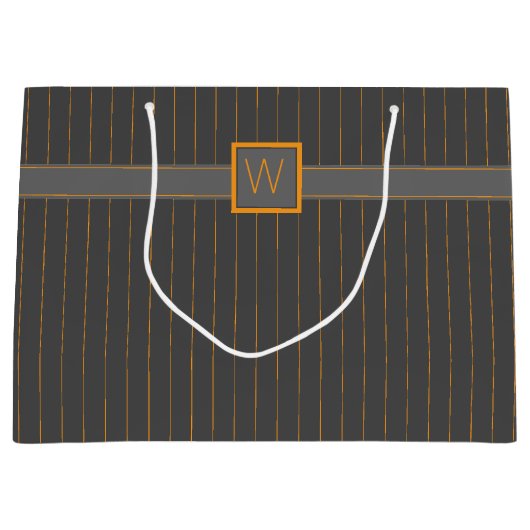 Grau mit Orange Pinstripes Geschenktasche Große Geschenktüte (Vorderseite)