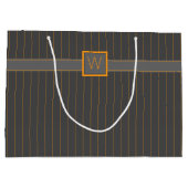 Grau mit Orange Pinstripes Geschenktasche Große Geschenktüte (Rückseite)