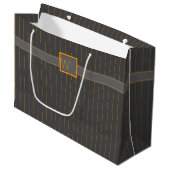 Grau mit Orange Pinstripes Geschenktasche Große Geschenktüte (Vorderseite Schrägansicht)