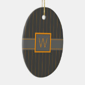 Grau mit Orange Pinstripes Keramik Ornament (Rechts)