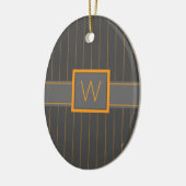 Grau mit Orange Pinstripes Keramik Ornament (Links)