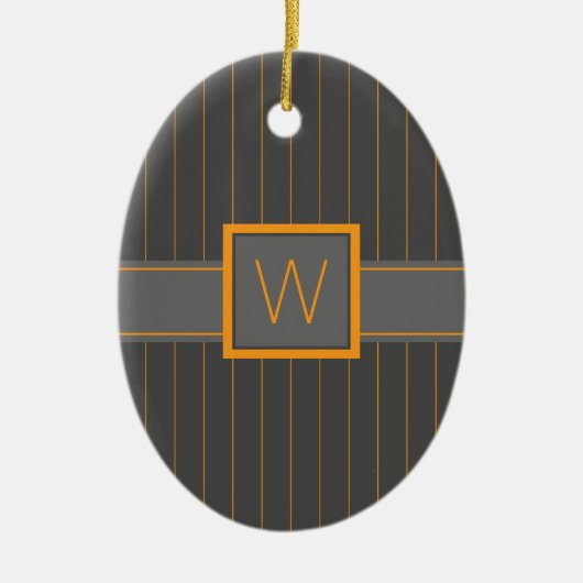 Grau mit Orange Pinstripes Keramik Ornament (Vorne)