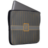 Grau mit Orange Pinstripes Laptop Sleeve (Vorne Rechts)
