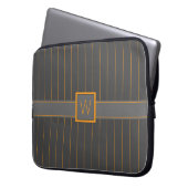 Grau mit Orange Pinstripes Laptop Sleeve (Vorderseite Links)