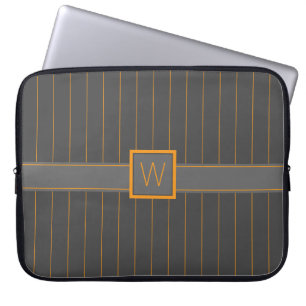 Grau mit Orange Pinstripes Laptop Sleeve