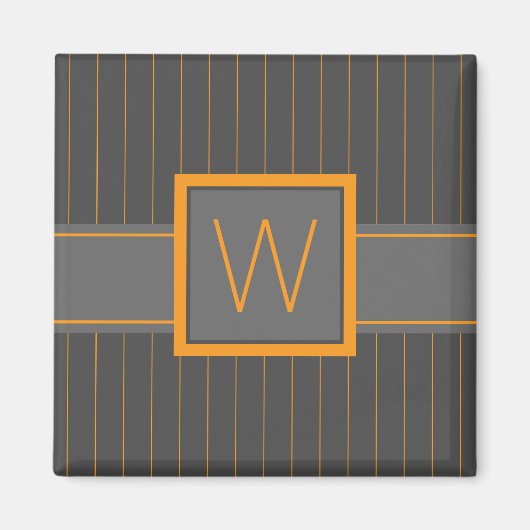 Grau mit Orange Pinstripes Magnet (Vorne)