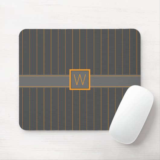Grau mit Orange Pinstripes Mousepad (Mit Mouse)
