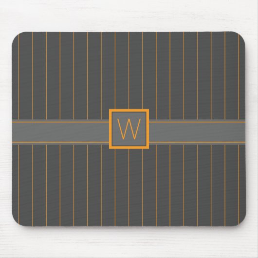 Grau mit Orange Pinstripes Mousepad (Vorne)