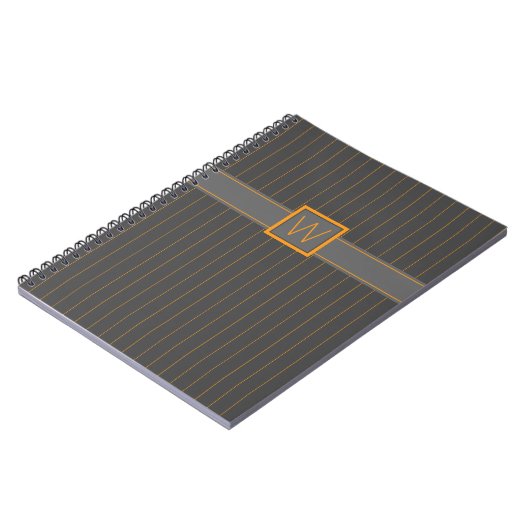 Grau mit Orange Pinstripes Notebook Notizblock (Linke Seite)