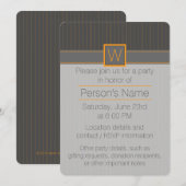 Grau mit Orange Pinstripes Party Einladung (Vorne/Hinten)