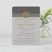Grau mit Orange Pinstripes Party Einladung (Stehend Vorderseite)