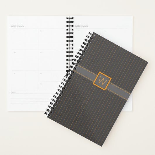 Grau mit Orange Pinstripes Planner Planer (Anzeige)