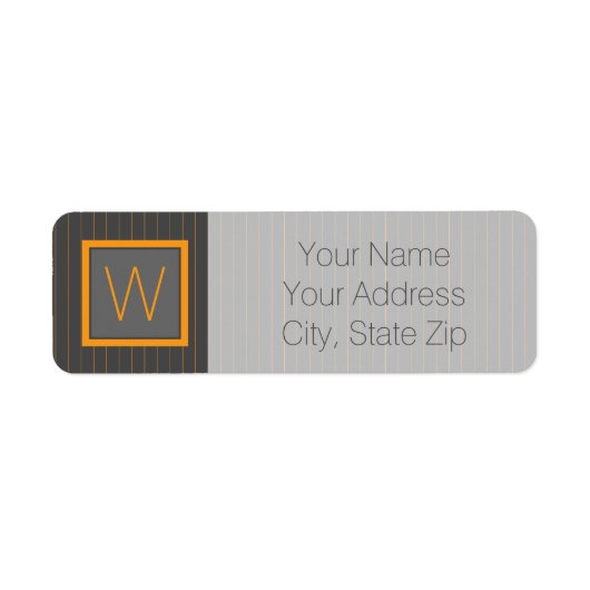 Grau mit Orange Pinstripes Rücksendeadresse (Vorne)