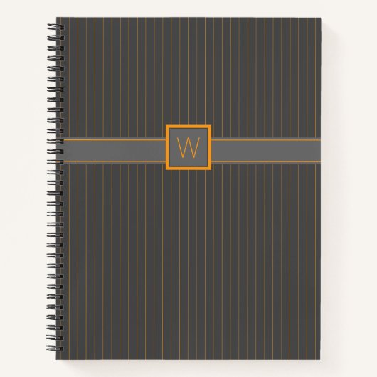 Grau mit Orange Pinstripes Spiral Notebook Notizblock (Vorderseite)