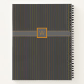 Grau mit Orange Pinstripes Spiral Notebook Notizblock (Rückseite)