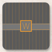 Grau mit Orange Pinstripes Square Untersetzer (Vorderseite)