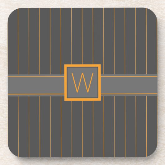 Grau mit Orange Pinstripes Square Untersetzer (Vorderseite)