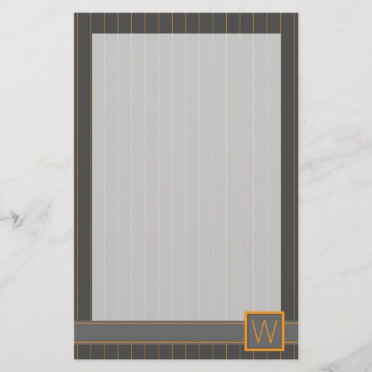 Grau mit Orange Pinstripes Stationery Briefpapier (Vorderseite)