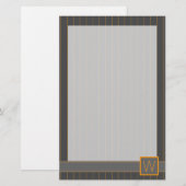 Grau mit Orange Pinstripes Stationery Briefpapier (Vorne/Hinten)