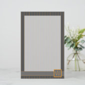 Grau mit Orange Pinstripes Stationery Briefpapier (Stehend Vorderseite)