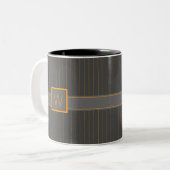 Grau mit Orange Pinstripes Tasse (Vorderseite Links)