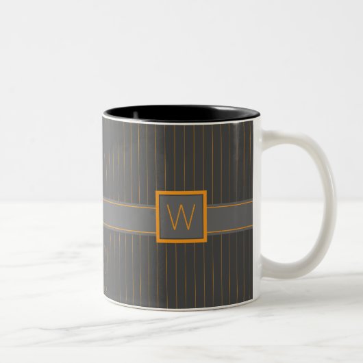 Grau mit Orange Pinstripes Tasse (Rechts)