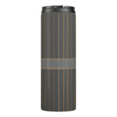 Grau mit Orange Pinstripes Thermal Tumbler Thermosbecher (Rückseite)