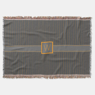 Grau mit Orange Pinstripes Throw Blanket Decke