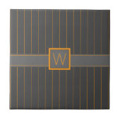 Grau mit Orange Pinstripes Tile Fliese (Vorderseite)