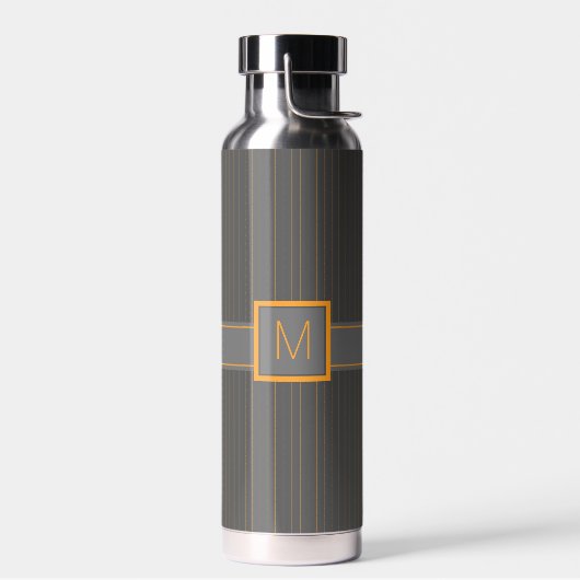 Grau mit Orange Pinstripes Trinkflasche (Links)