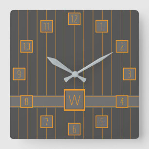 Grau mit Orange Pinstripes Uhr