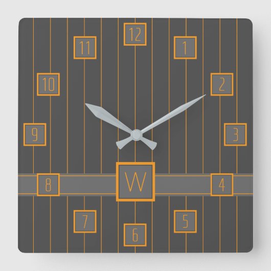 Grau mit Orange Pinstripes Uhr (Vorderseite)