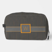 Grau mit Orange Pinstripes Waschbeutel (Vorderseite)