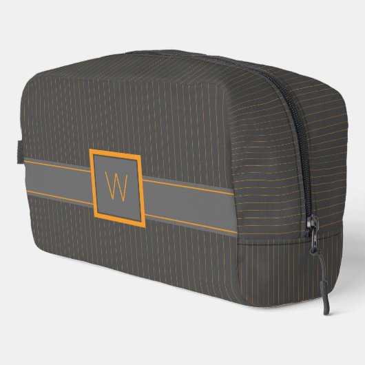 Grau mit Orange Pinstripes Waschbeutel (Rechte Ecke)
