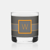 Grau mit Orange Pinstripes Whiskyglas (Rückseite)