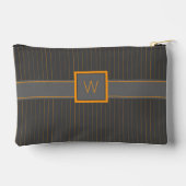 Grau mit Orange Pinstripes Zubehörtasche (Rückseite)